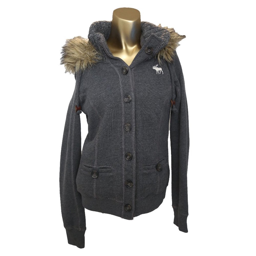 Abercrombie and Fitch jacket size Small Fur Hood Gray